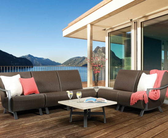 homecrest airo2 sling sectional overlooking mountains and lake