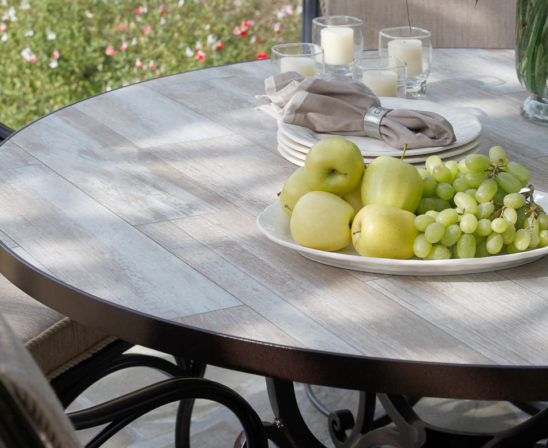 ow lee reclaimed porcelain table top for farmhouse look and cast iron base