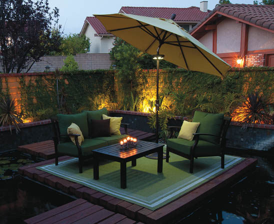 treasure garden octagon umbrella in evening