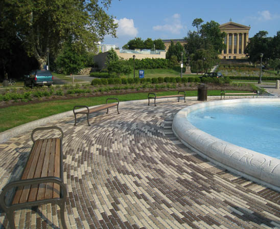 whitacre greer permeable boardwalk pavers outside philadelphia art museum