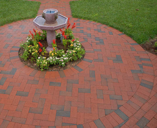 pine hall pathway full range brick paver patio with fountain