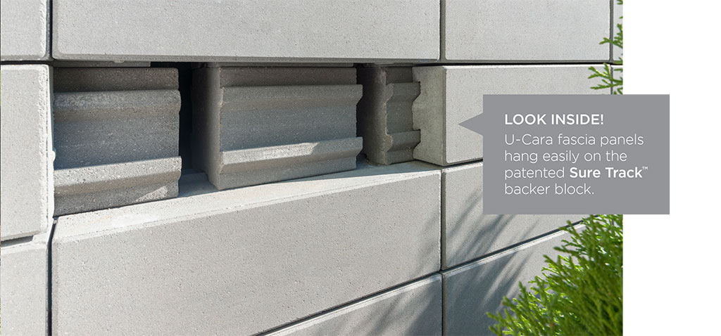 U-Cara wall by unilock is a patented system to build garden walls and retaining walls with a variety of fascia panel options attached to a solid backer block