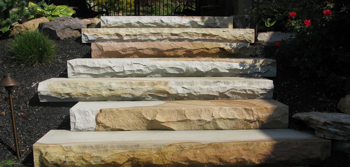 meshoppen stone west mountain heavy landscape steps with thermalled top and rockfaced edge