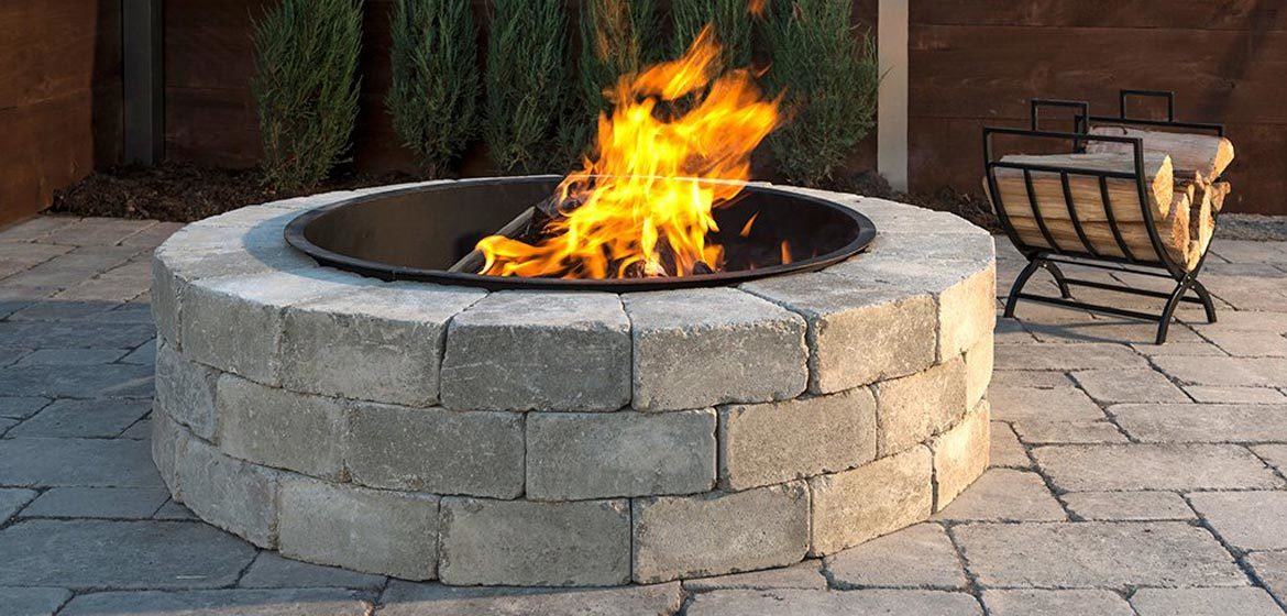 unilock sunset round fire pit