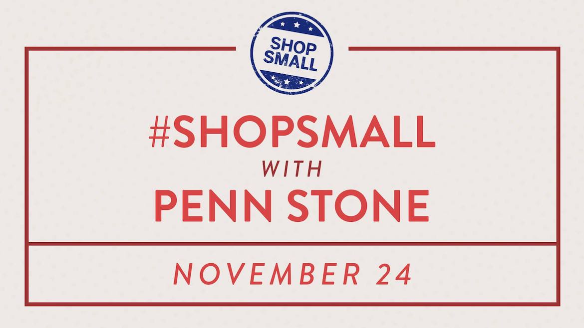 shop small business saturday at penn stone to save 10% and win a free tote bag