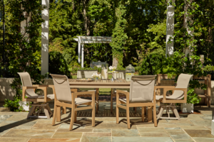 outdoor dining set on a patio