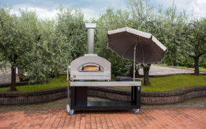 ALFA stone pizza oven on brick patio