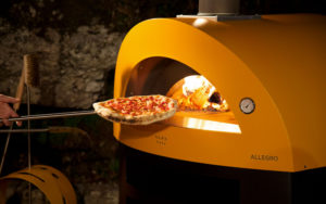 Pizza coming out of ALFA Allegro oven