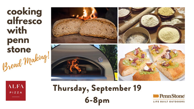 on september 19 penn stone will host alfa ovens to demonstrate baking bread in a wood fired oven