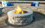 rivercrest fire pit in coastal slate color by unilock