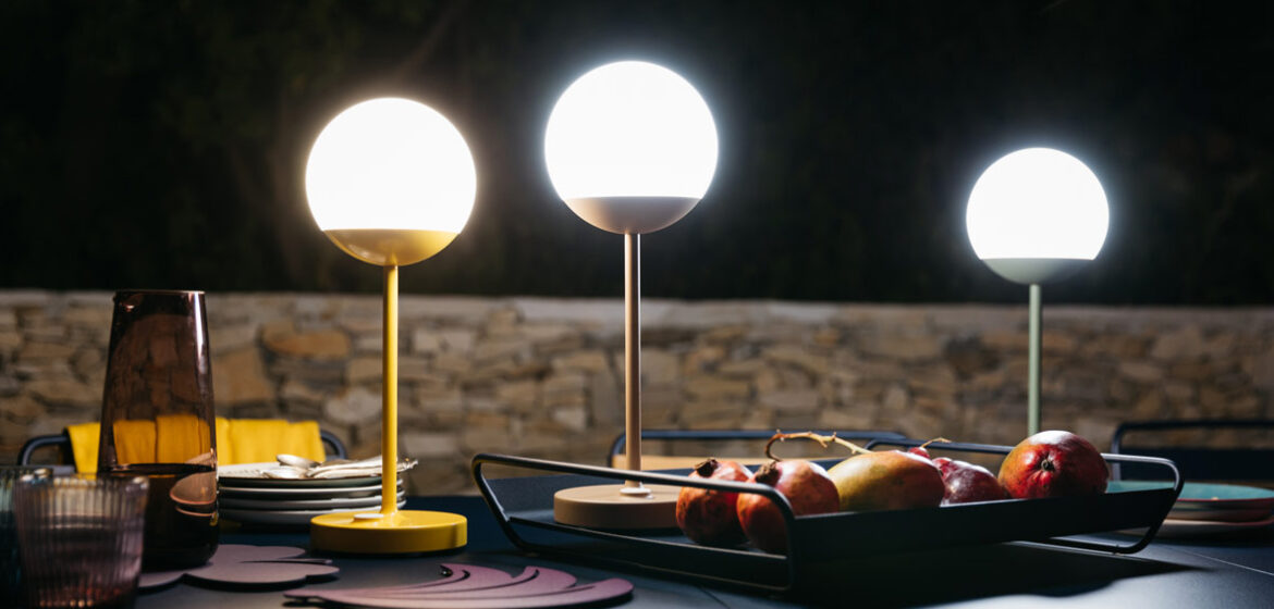 Fermob moon lamps.